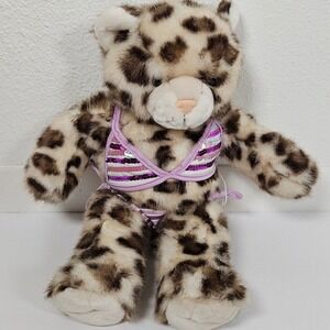 Build a Bear Snow Sparkle Leopard Plush Stuffed Teddy Bear Bikini Beach
